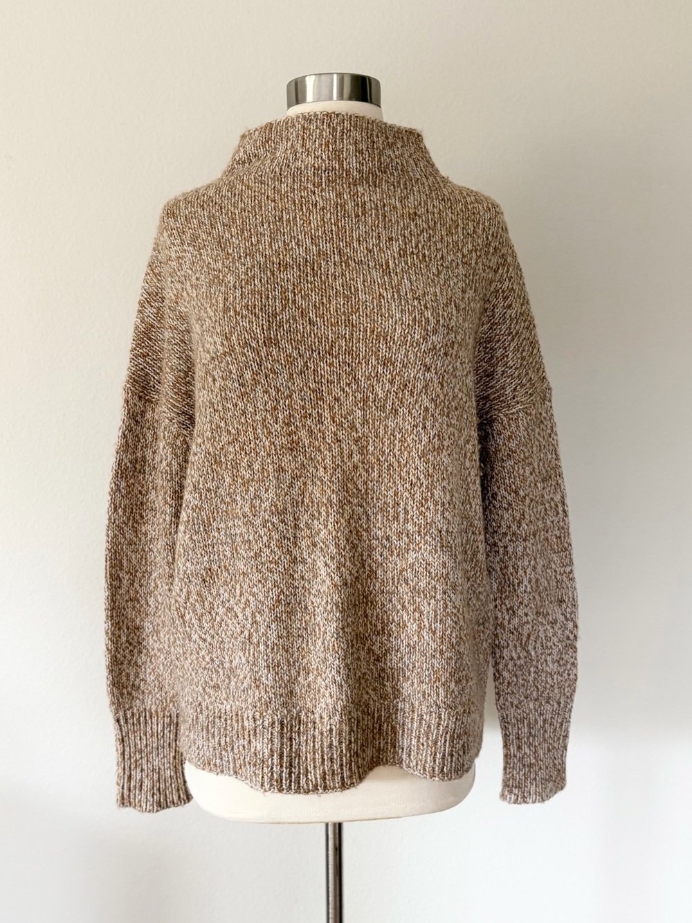 VINCE Tweed-Effect Wool Alpaca Funnel Neck Sweater Small S